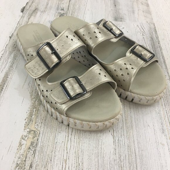Ilse Jacobsen Tulip 1176ML Platino 2 Buckle Sandal Womens EU Sz 40 US Sz 9.5 10 - Picture 1 of 16